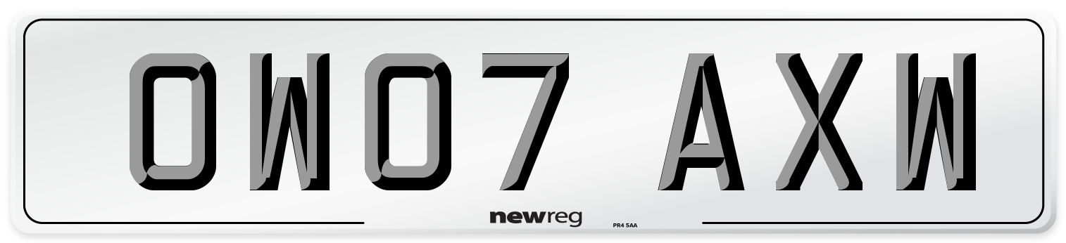 OW07 AXW Number Plate from New Reg